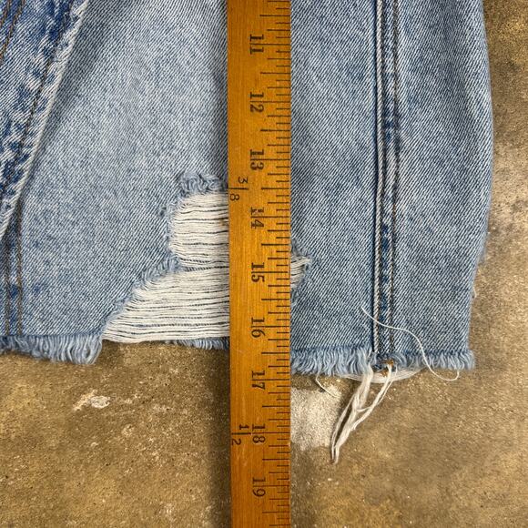 Free People Parker Wrap Mini Skirt Women’s 25 Blue Distressed Denim Raw Hem - Picture 9 of 10